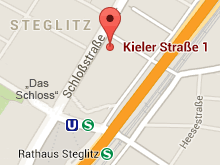 Karte mit eingezeichnetem Standort in der Kieler Straße in Berlin-Steglitz